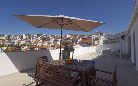 Dining table on the upper terrace with views to Gaucin