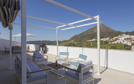 Pergola with outdoor furniture