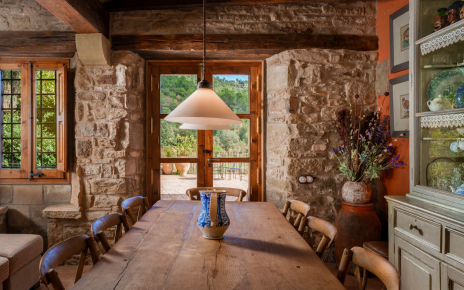 Dining area with doors opening to porch