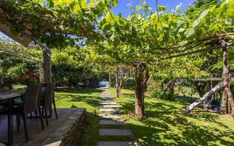 Several terraces with gardens around