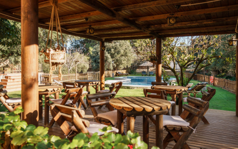 Fantastic furnished pergola next to pool area