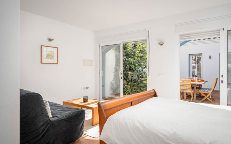 Annexe bedroom by patio, directly opposite kitchen