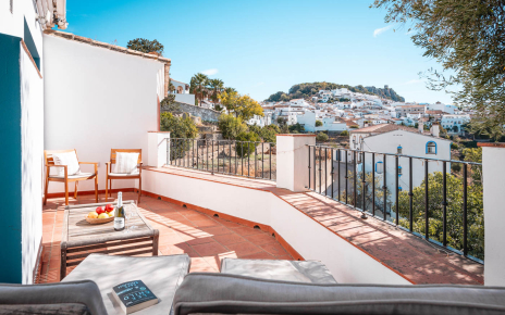 The open plan living/dining/kitchen opens to this terrace