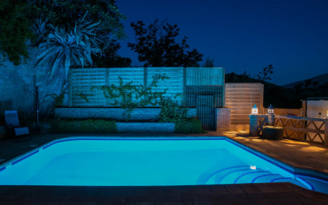 Your private swimming pool at night time