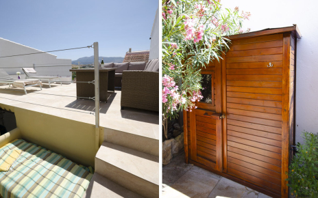 Terrace on upper level and sauna on lower terrace